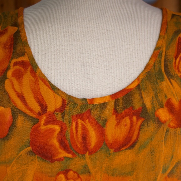 Vintage Jams World Burnt Orange Tulip Sleeveless Maxi Dress Made In USA Size L - Picture 12 of 16
